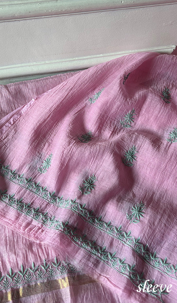 Aseel Women's Lakhnavi Handcrafted Mul Chanderi Unstitched Chikankari Full Suit - HONC0342156