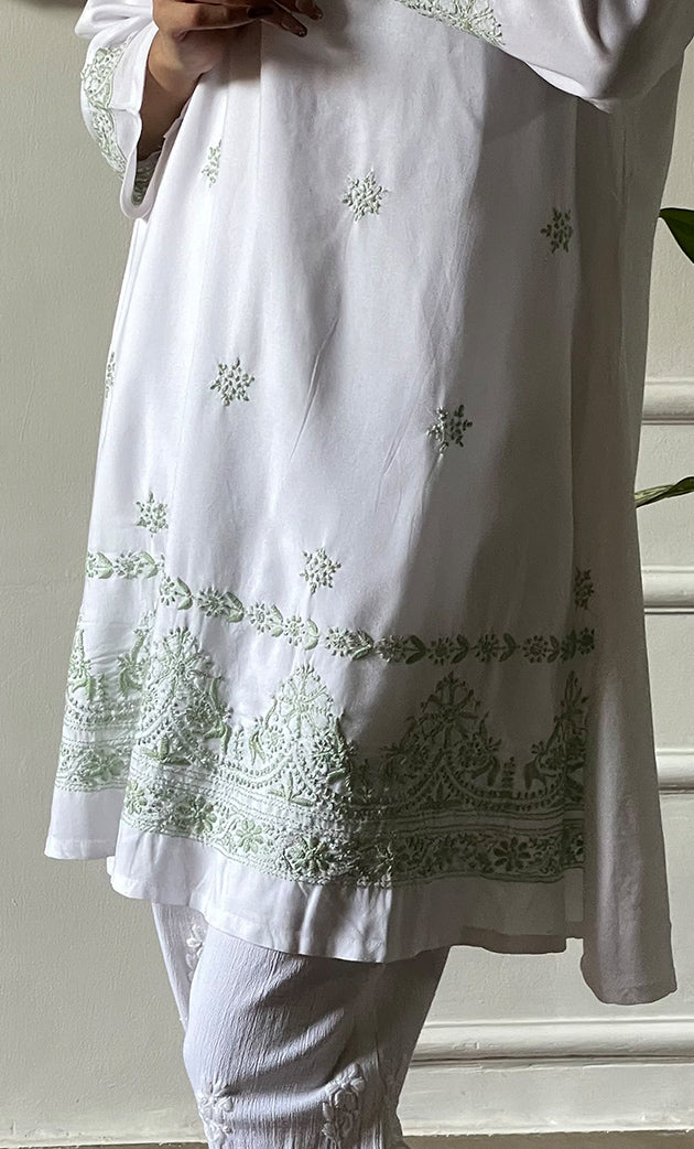 Rehana Women's Lakhnavi Handcrafted Modal Cotton Chikankari Top - HONC0307560