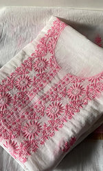 将图像加载到图库查看器中， Women's Lakhnavi Handcrafted Mul Chanderi Unstitched Chikankari Kurta And Dupatta Set - HONC0321889