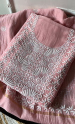 将图像加载到图库查看器中， Women&#39;s Lakhnavi Handcrafted Mul Chanderi Unstitched Kurta And Dupatta Set - HONC0301225

