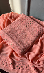 Load image into Gallery viewer, Women&#39;s Lakhnavi Handcrafted Viscose Georgette Chikankari Full Suit Material - HONC0271112
