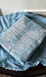 Load image into Gallery viewer, Women's Lakhnavi Handcrafted Unstitched Cotton Chikankari Suit Material - HONC03170170