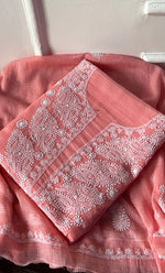 Load image into Gallery viewer, Women&#39;s Lucknowi Handcrafted Kota Cotton Chikankari Unstitched Kurta And Dupatta Set - HONC0303992
