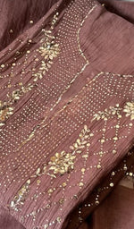 Load image into Gallery viewer, Fauzia Women's Lakhnavi Handcrafted Mul Chanderi Semi - Stitched Kurta And Dupatta Set - HONC0254100