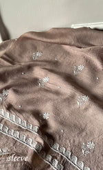 Load image into Gallery viewer, Women's Lakhnavi Handcrafted Unstitched Munga Silk Chikankari Kurta And Dupatta Set- HONC0280937