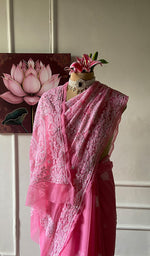 将图像加载到图库查看器中， Samaira Women's Lucknowi Handcrafted Faux-Georgette Chikankari Saree - HONC0348736