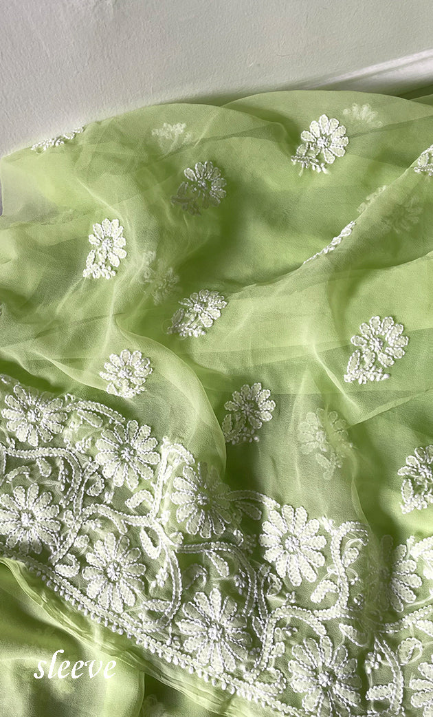 Women's Lucknowi Handcrafted Faux-Georgette Chikankari Suit Material - HONC0315343