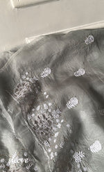 Load image into Gallery viewer, Mainaaj Women's Lakhnavi Handcrafted Pure Organza Chikankari Unstitched Kurta And Dupatta Set- HONC0256615