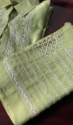 Load image into Gallery viewer, Afifa Women&#39;s Lakhnavi Handcrafted Chanderi Silk Chikankari Top And Pant Set - HONC0279049
