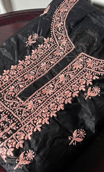 Load image into Gallery viewer, Charvi Women's Lakhnavi Handcrafted Organza Chikankari Unstitched Kurti Fabric - HONC0336183