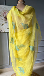 Load image into Gallery viewer, Women&#39;s Lucknowi Handcrafted Pure Organza Silk Chikankari Saree - HONC0298119

