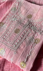 将图像加载到图库查看器中， Izna Women&#39;s Lakhnavi Handcrafted Mul Chanderi Semi - Stitched Anarkali And Dupatta Set - HONC0302882
