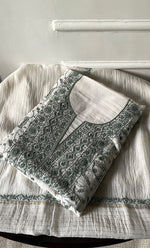 Load image into Gallery viewer, Titlee Women's Lakhnavi Handcrafted Unstitched Mul Chanderi Kurta And Dupatta Set - HONC0260939