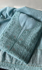 将图像加载到图库查看器中， Women&#39;s Lakhnavi Handcrafted Mul Chanderi Unstitched Kurta And Dupatta Set - HONC0294444
