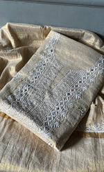 Load image into Gallery viewer, Women&#39;s Lakhnavi Handcrafted Tissue Chanderi Unstitched Kurta And Dupatta Set - HONC0278198
