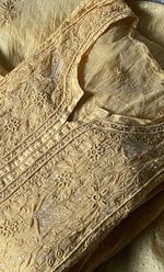 将图像加载到图库查看器中， Women&#39;s Lakhnavi Handcrafted Mul Chanderi Semi - stitched Kurta And Dupatta Set- HONC0294465
