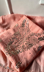 Load image into Gallery viewer, Women&#39;s Lakhnavi Handcrafted Unstitched Mul Chanderi Kurta And Dupatta Set - HONC0323632
