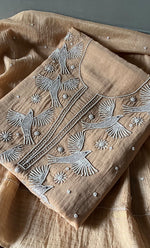 将图像加载到图库查看器中， Women&#39;s Lakhnavi Handcrafted Mul Chanderi Unstitched Kurta And Dupatta Set- HONC0309595
