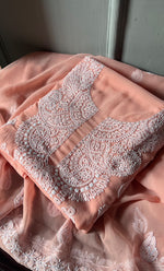 Load image into Gallery viewer, Yumna Women&#39;s Lucknowi Handcrafted Faux-Georgette Chikankari Suit Material - HONC0263064
