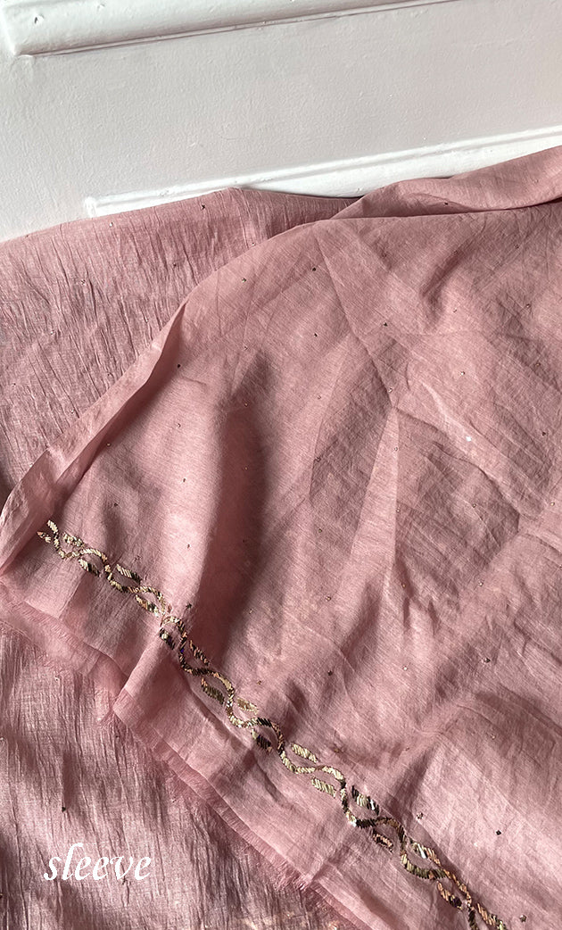 Women's Lakhnavi Handcrafted Mul Chanderi Unstitched Kurta And Dupatta Set - HONC0289416