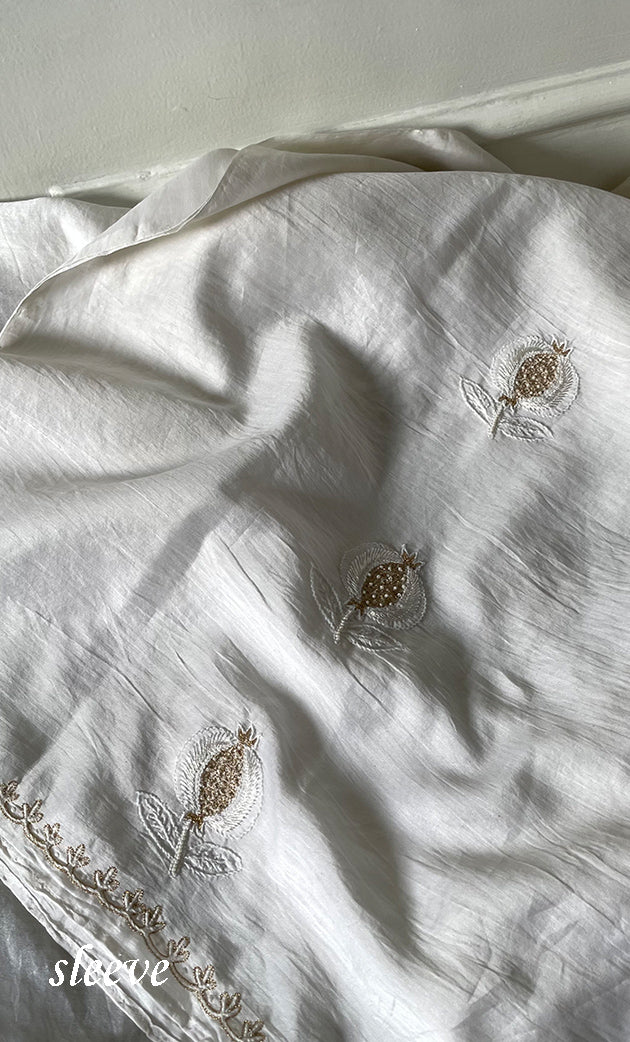 Women's Lakhnavi Handcrafted Chanderi Silk Unstitched Kurta And Dupatta Set - HONC06321967