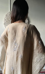 将图像加载到图库查看器中， Women's Lucknowi Handcrafted Mul chanderi Chikankari Kaftan - HONC0318263