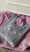Iffah Women's Lakhnavi Handcrafted Mul Chanderi Semi - Stitched Anarkali And Dupatta Set - HONC0376017