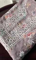 将图像加载到图库查看器中， Disha Women's Lakhnavi Handcrafted Organza Chikankari Unstitched Kurti Fabric - HONC0332145