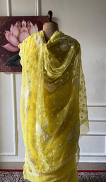 将图像加载到图库查看器中， Women's Lucknowi Handcrafted Faux-Georgette Chikankari Saree - HONC0311920
