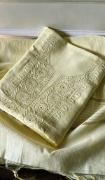 Load image into Gallery viewer, Women&#39;s Lakhnavi Handcrafted Mul Chanderi Chikankari Full Suit Material - HONC0282295
