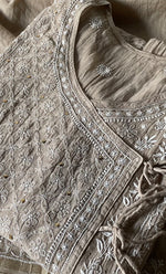 Load image into Gallery viewer, Women&#39;s Lakhnavi Handcrafted Mul Chanderi Semi - Stitched Angrakha And Dupatta Set - HONC0286658
