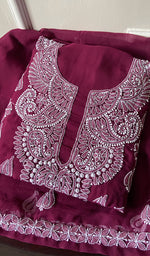 Load image into Gallery viewer, Women&#39;s Lucknowi Handcrafted Faux-Georgette Chikankari Suit Material - HONC0263011
