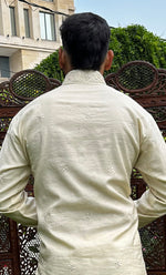 Load image into Gallery viewer, Men&#39;s Lucknowi Handcrafted Cotton Chikankari Kurta - HONC0256210
