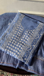 Load image into Gallery viewer, Women's Lucknowi Handcrafted Chanderi Silk Unstitched  Chikankari Full Suit Material - HONC0334684