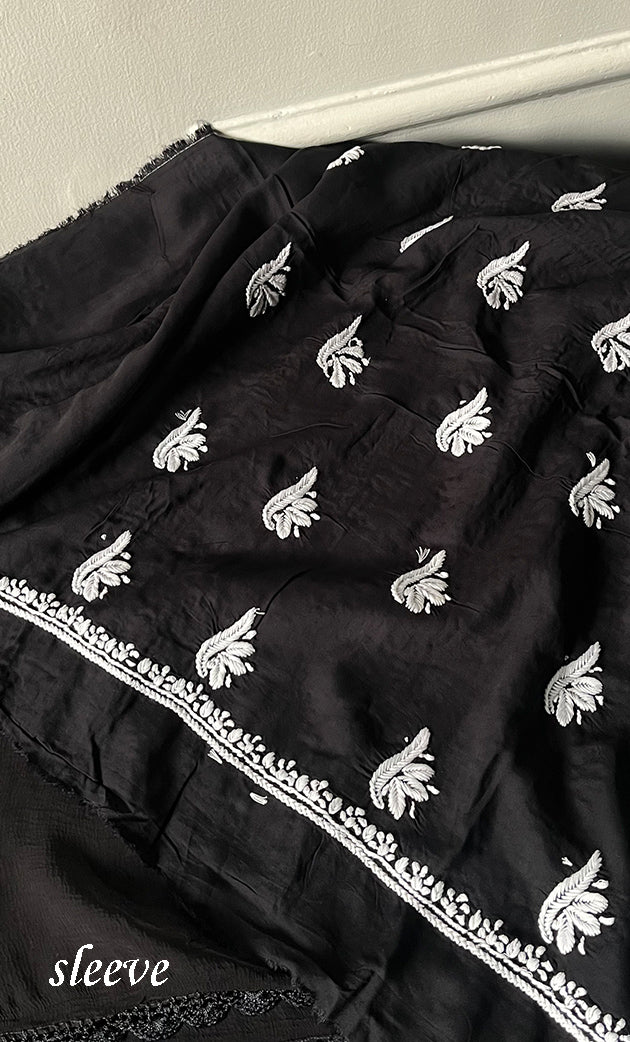 Arisha Women's Lucknowi Handcrafted Modal Cotton Chikankari Unstitched Suit Material - HONC0275938