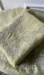 Load image into Gallery viewer, Women's Lakhnavi Handcrafted Pure Organza Chikankari Unstitched Kurta And Dupatta Set- HONC0331155