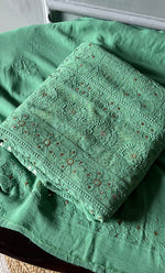 Load image into Gallery viewer, Women&#39;s Lakhnavi Handcrafted Viscose Georgette Chikankari Full Suit Material - HONC0271110
