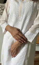 Load image into Gallery viewer, Women's Lucknowi Handcrafted Cotton Chikankari Kurti - HONC0303549
