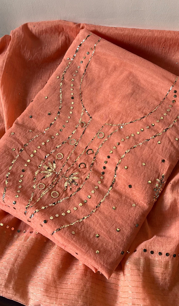Women's Lakhnavi Handcrafted Mul Chanderi Kurta And Dupatta Set - HONC0289402