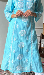Load image into Gallery viewer, Women's Lakhnavi Handcrafted Kota Cotton Chikankari Kurti - HONC03604470