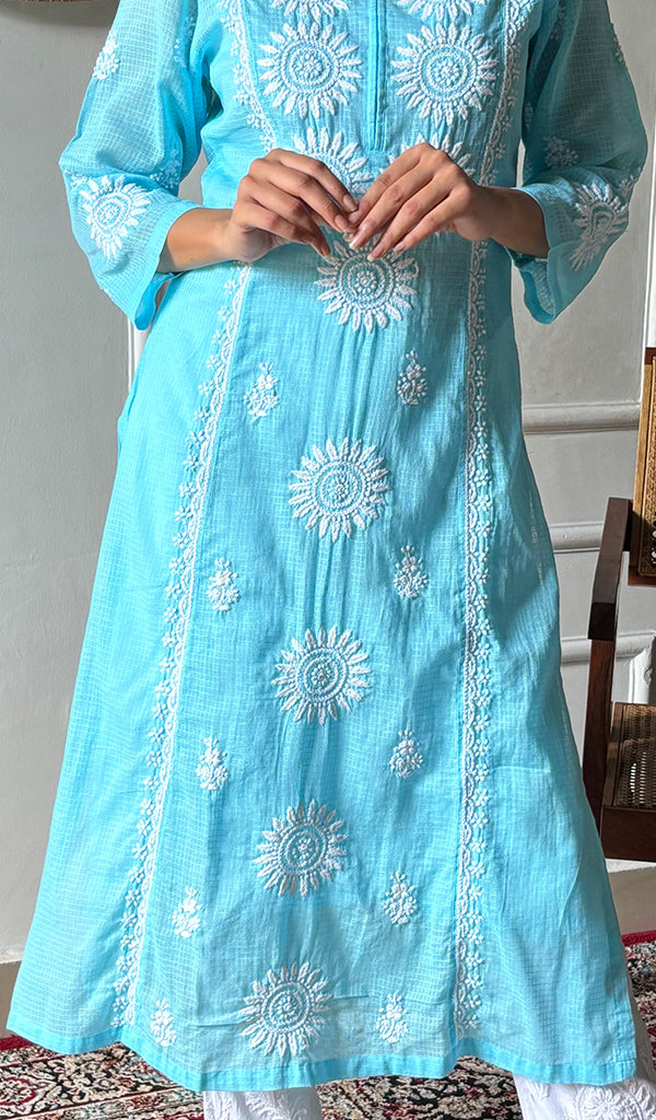 Women's Lakhnavi Handcrafted Kota Cotton Chikankari Kurti - HONC03604470