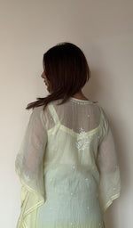 Women's Lucknowi Handcrafted Mul chanderi Chikankari Kaftan - HONC0390107