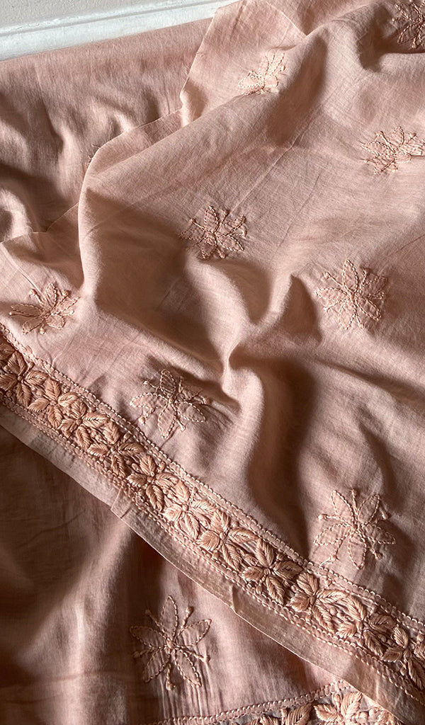 Women's Lakhnavi Handcrafted Cotton Unstitched Chikankari Suit Material - HONC0358192
