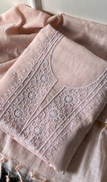 Load image into Gallery viewer, Women&#39;s Lakhnavi Handcrafted Mul Chanderi Chikankari Full Suit Material - HONC0279291
