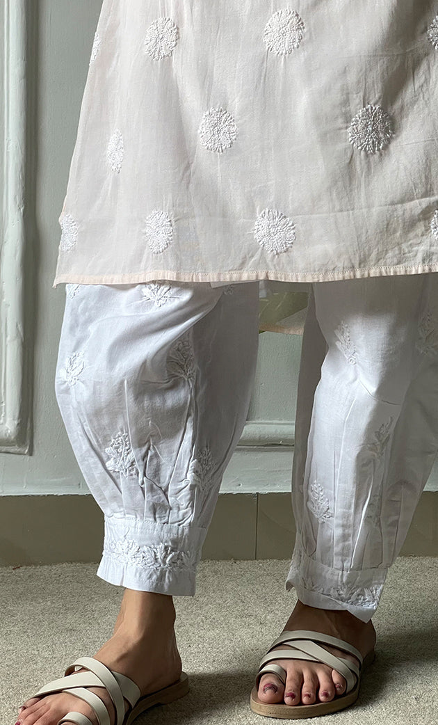 Women's Lucknowi Handcrafted Cotton Chikankari Long Kurti - HONC0303588