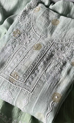 将图像加载到图库查看器中， Izna Women&#39;s Lakhnavi Handcrafted Mul Chanderi Semi - Stitched Anarkali And Dupatta Set - HONC0302878
