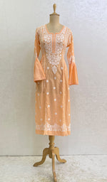 将图像加载到图库查看器中， Fariah Women&#39;s Lucknowi Handcrafted Mul Chanderi Chikankari Dress - HONC0160043
