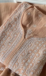 Load image into Gallery viewer, Women&#39;s Lakhnavi Handcrafted Mul Chanderi Semi - Stitched Kurta And Dupatta Set - HONC0309529
