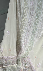 Load image into Gallery viewer, Women&#39;s Lakhnavi Handcrafted Pure Silk Georgette Chikankari Anarkali and Dupatta set - HONC0283158
