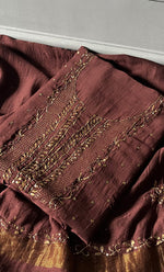 Load image into Gallery viewer, Women&#39;s Lucknowi Handcrafted Mul Chanderi Chikankari Full Suit Material - HONC0153813
